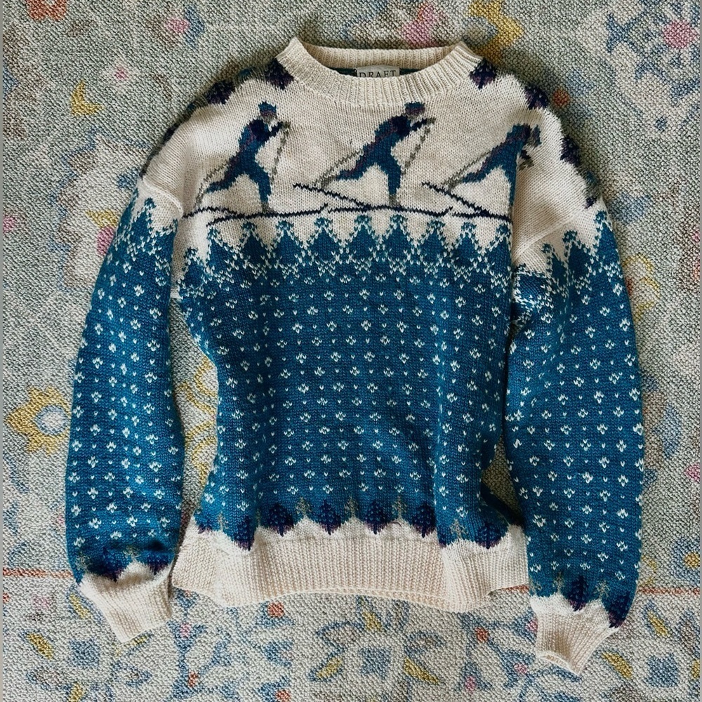 vintage wool hand-knit ski sweater